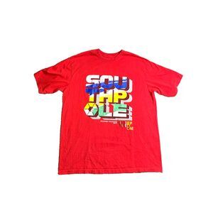 South Pole Shirt Adult Extra Large Red Rasta Spellout Logo Streetwear Skater Men